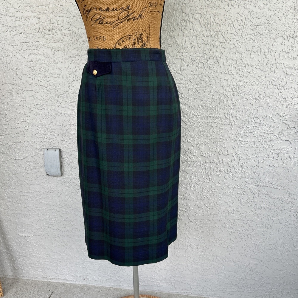 Vintage Eagles Eye Skirt Sz 12 Black Watch Tartan‎  Plaid Preppy Academia USA
